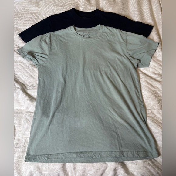True classic Classic Crew Neck cotton straight cut black sage 2 shirts - Picture 1 of 6